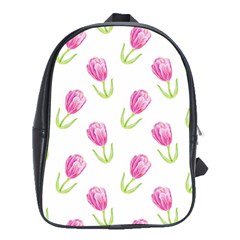 Tulips Watercolor Pattern School Bag (xl) by Littlebird