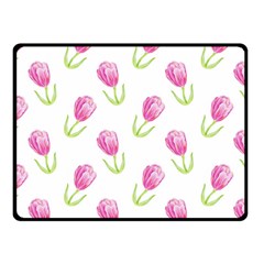 Tulips Watercolor Pattern Double Sided Fleece Blanket (small)  by Littlebird