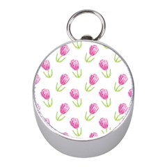 Tulips Watercolor Pattern Mini Silver Compasses by Littlebird