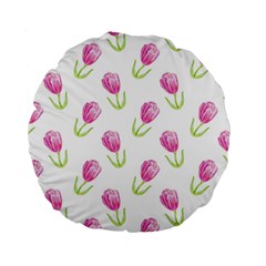 Tulips Watercolor Pattern Standard 15  Premium Flano Round Cushions by Littlebird