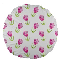 Tulips Watercolor Pattern Large 18  Premium Flano Round Cushions by Littlebird