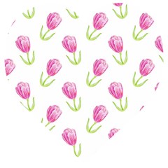 Tulips Watercolor Pattern Wooden Puzzle Heart by Littlebird