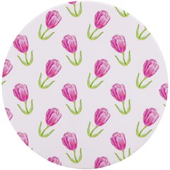 Tulips Watercolor Pattern Uv Print Round Tile Coaster