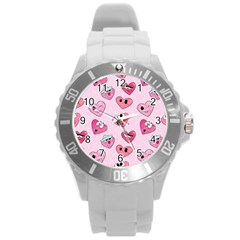 Emoji Heart Round Plastic Sport Watch (l) by SychEva