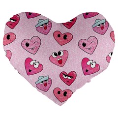 Emoji Heart Large 19  Premium Flano Heart Shape Cushions by SychEva