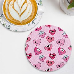 Emoji Heart Uv Print Round Tile Coaster by SychEva