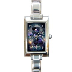 Dark Floral Rectangle Italian Charm Watch by Dazzleway