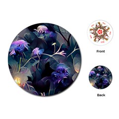 Dark Floral Playing Cards Single Design (round)