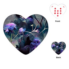 Dark Floral Playing Cards Single Design (heart)