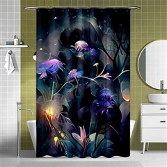 Dark Floral Shower Curtain 48  X 72  (small)  by Dazzleway