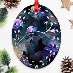 Dark Floral Oval Filigree Ornament (two Sides)