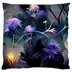 Dark Floral Large Cushion Case (two Sides) by Dazzleway