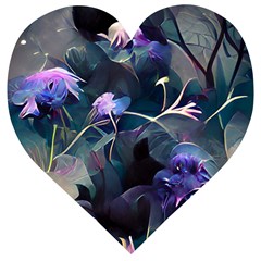 Dark Floral Wooden Puzzle Heart by Dazzleway