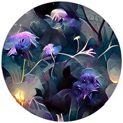 Dark Floral Wooden Puzzle Round by Dazzleway