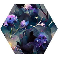 Dark Floral Wooden Puzzle Hexagon by Dazzleway