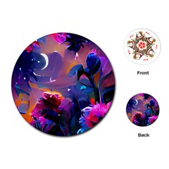 Floral Playing Cards Single Design (round)