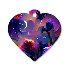 Floral Dog Tag Heart (two Sides) by Dazzleway