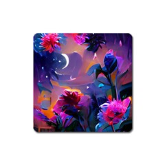 Floral Square Magnet by Dazzleway