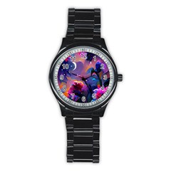 Floral Stainless Steel Round Watch by Dazzleway