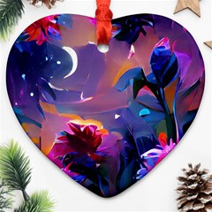 Floral Heart Ornament (two Sides) by Dazzleway