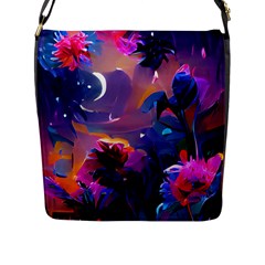 Floral Flap Closure Messenger Bag (l) by Dazzleway