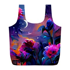 Floral Full Print Recycle Bag (l) by Dazzleway