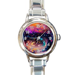 Galaxy Glass Round Italian Charm Watch by Dazzleway