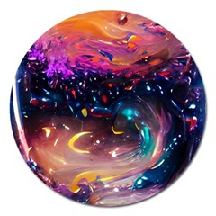 Galaxy Glass Magnet 5  (round) by Dazzleway