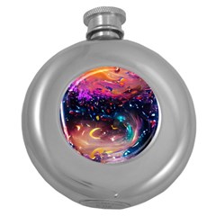 Galaxy Glass Round Hip Flask (5 Oz) by Dazzleway