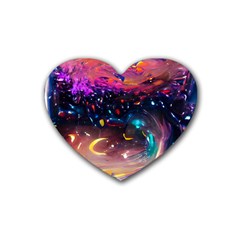 Galaxy Glass Rubber Coaster (heart) by Dazzleway