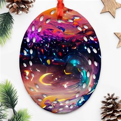 Galaxy Glass Oval Filigree Ornament (two Sides)