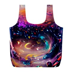 Galaxy Glass Full Print Recycle Bag (l) by Dazzleway