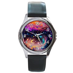 Galaxy Glass Round Metal Watch