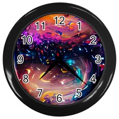 Galaxy Glass Wall Clock (black) by Dazzleway