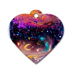 Galaxy Glass Dog Tag Heart (two Sides) by Dazzleway