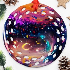 Galaxy Glass Round Filigree Ornament (two Sides)