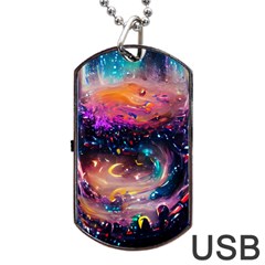 Galaxy Glass Dog Tag Usb Flash (one Side) by Dazzleway