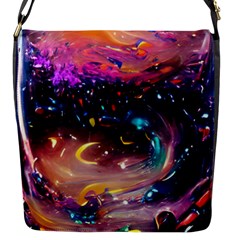 Galaxy Glass Flap Closure Messenger Bag (s) by Dazzleway