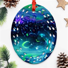 Blue Galaxy Ornament (oval Filigree)