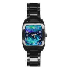 Blue Galaxy Stainless Steel Barrel Watch by Dazzleway