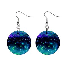 Blue Galaxy Mini Button Earrings by Dazzleway