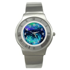 Blue Galaxy Stainless Steel Watch by Dazzleway