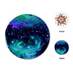 Blue Galaxy Playing Cards Single Design (round)