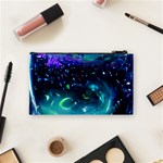 Blue galaxy Cosmetic Bag (Small) Back