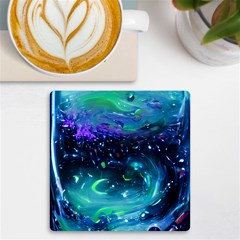 Blue Galaxy Uv Print Square Tile Coaster  by Dazzleway