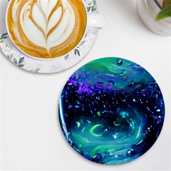 Blue Galaxy Uv Print Round Tile Coaster by Dazzleway