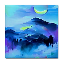 Moon Mountains Tile Coaster by Dazzleway