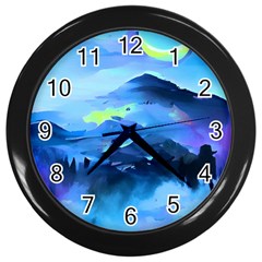 Moon Mountains Wall Clock (black) by Dazzleway