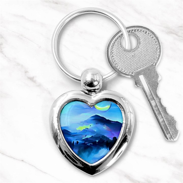 Moon mountains Key Chain (Heart)