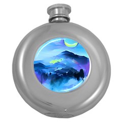 Moon Mountains Round Hip Flask (5 Oz) by Dazzleway